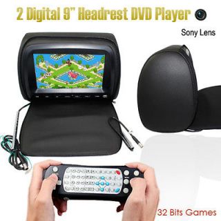 Dual Digital 9 Car Back Seat Headrest Pillow DVD Player 32Bits Game 