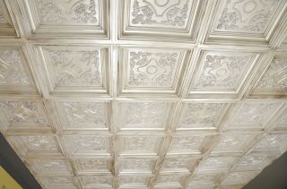   Faux tin ceiling tile TD03 Antique White 25 tiles lot (100 sq.ft