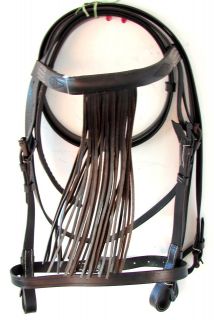   Leather Bridle dark brown Baroque Horse Sz Fly whisk Strings Mosquero