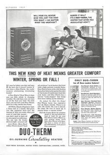1937 Duo Therm Oil Burning Heaters Vintage Ad