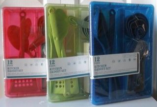   Green Blue 12 Pc Kitchen Tool Gadget Set Drawer Organizer & Utensils