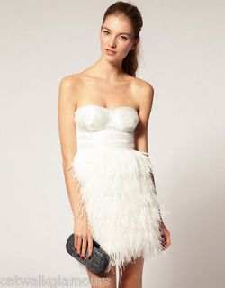  Bandeau Dress With Embellished Bust Feather Skirt Corset 14 42 