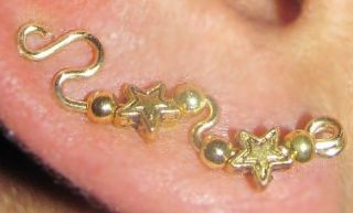 Earrings ear sweeps vines pin gold stars zigzag