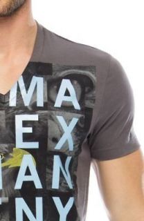 Armani Exchange Eagle Eye V neck T shirt Dark Metal NWT