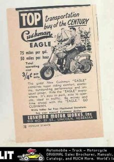 1952 Cushman Eagle Motor Scooter Motorcycle Ad