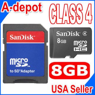   Class 4 8GB MicroSD Micro SD SDHC TF Flash Memory Card With Adapter