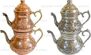   Solid Copper Vintage Teapot Set Traditional Turkish Kettle Size M   L