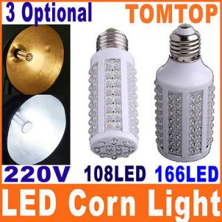 E27 220V 7W 108 / 166 LED Corn Light Bulb Lamp White / Warm White 