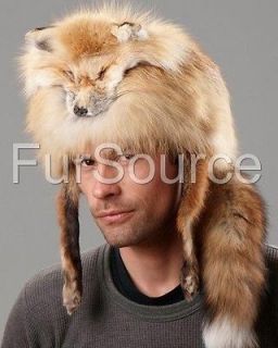 Red Fox Fur Davy Crockett Coonskin Hat with Face & Legs