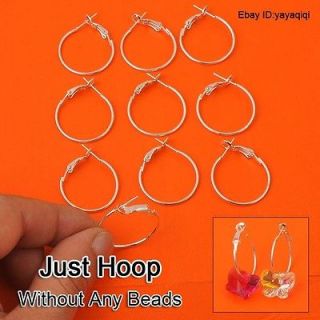   50X Lot Loop DIY Bead Jewelry Findings Shiny Silver Hoop Earring