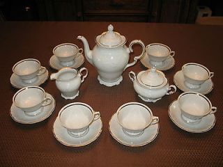 WAWEL VTG WHITE/GOLD CHINA COFFEE/TEA SET FROM POLAND   CASA ORO IN 