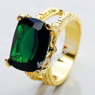   Deluxe Men Huge 18ct Garnet/Emerald/Topaz 18K Gold Filled ring size10