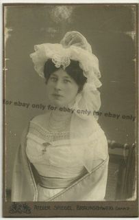   Old Cabinet Photo Actress in Elizabethan Dress Headdress Jewelry Photo