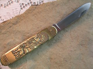 Beautiful Indian Head and Wolf Knife 210906 IN zix