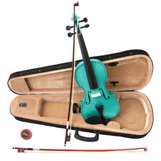 NEW Crescent 4/4 GREEN ACOUSTIC Violin+CASE+RO​SIN+ 2 BOWS