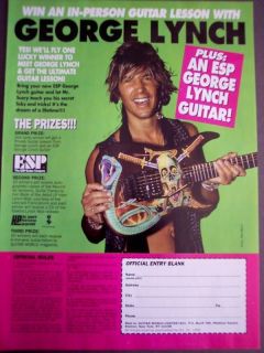 1990 ESP George Lynch Guitar vintage music photo ad