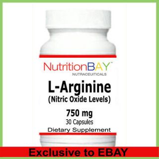 Bottles L Arginine, Amino Acid, Nitric Oxide Levels, 750 mg, 30 