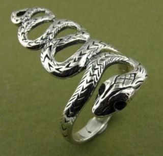 New Sterling Silver Long Curled Snake Ring   Sizes 7 13