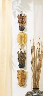 NEW EXOTIC AFRICAN DECOR ANIMAL MASKS WALL PLAQUE