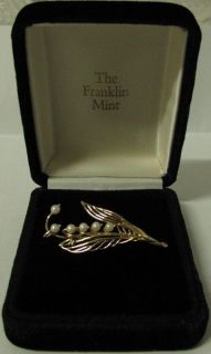   1985 Franklin Mint Solid 14K Gold Diamond Pearl Faberge Brooch Pin