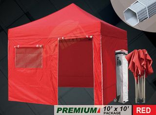   10x10 Red Easy Pop Up Commercial Canopy UV Protect with 4 walls