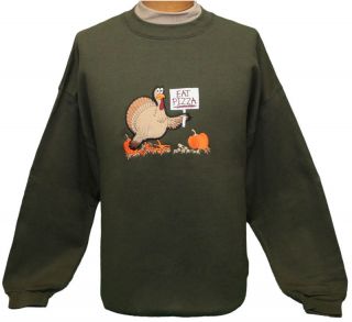 NEW Womens Thanksgiving Sweatshirt   Turkey with Sign That Reads 