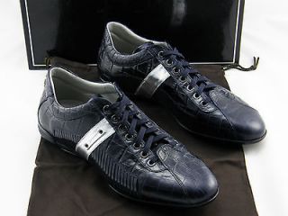 525 CESARE PACIOTTI Blue Silver Croc Leather Men’s Casual Shoes 