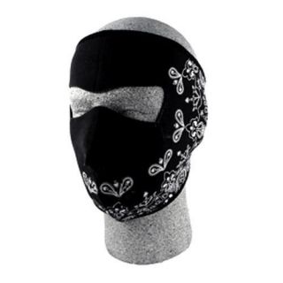 Neoprene Bandana Paisley Black Face Mask Reversible To Solid Black 