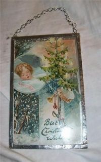 Vintage TUCKs Christmas Postcard~Child, Tree, Drum~Frame, Glass 