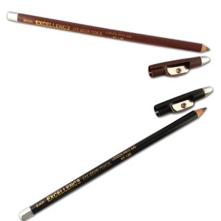 Extra Long EXCELLENCE Eyebrow Pencil with SHARPENER lid ~ BLACK/BROWN 