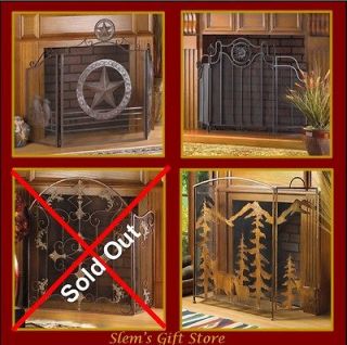 Fireplace Screen Texas Lone Star Tuscan Florentine Rustic Forest 