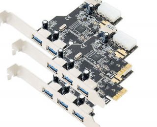 Lot of 3, USB 3.0 PCI Express Card, 3+1 Ports, ExPower, free Low 