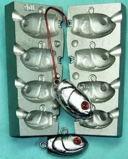Fish Head Jig lead sinker fishing mould lure option with loops or eyes