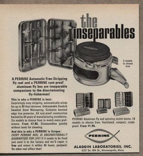 1970 Vintage Ad Perrine Automatic Free Stripping Fly Fishing Reels