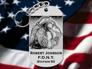 Engraved FIREFIGHTER Keychain with NAME & Dept Great Christmas Gift~