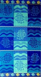 Two 40 x 70 Fish World Egyptian Cotton Beach Towels