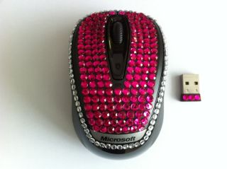   HOT PINK DIAMANTE CRYSTAL USB WIRELESS MOUSE WITH NANO TRANSCEIVER