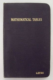 Mathematical Tables Lefax Leaf+Facts Ring Bound Loose Leaf 1945