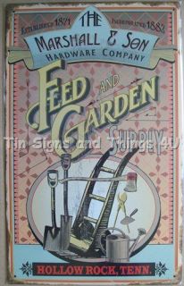  & Garden TIN SIGN farming farm tool seed vtg metal wall decor ad OHW