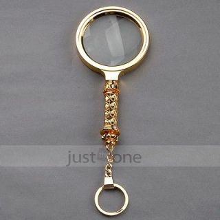 70mm Metal Chic Handheld w keyring 8X Magnifier Jewelry Loupe 