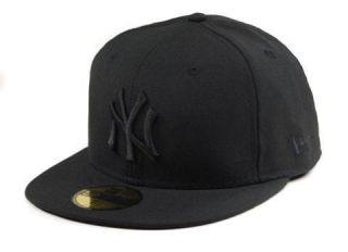 NEW ERA CAP 5950 FITTED MLB BASEBALL HAT NEW YORK YANKEES ALL BLACK 