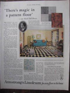 1925 Armstrongs Linoleum Floor Ad Pattern Floor Magic
