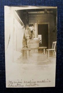 Man Hand crank Washing Machine New London NH rppc 1907