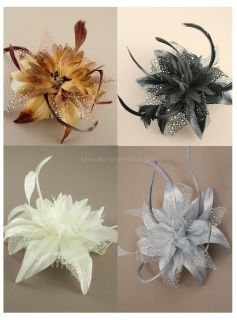 Flower and Feather Comb Fascinator Wedding Races Proms Bridal Hair 