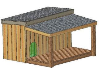   DOG HOUSE PLANS, 15 TOTAL, LARGE DOG, WITH COVERED PORCH PLANS