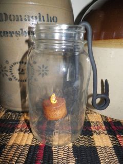 Primitive Candle LOT Wrought Iron Holder Jar Tea Light Flamess Battery 