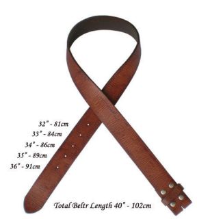 NEW SNAP ON Genuine Full Grain Brown Leather Belt 34 M