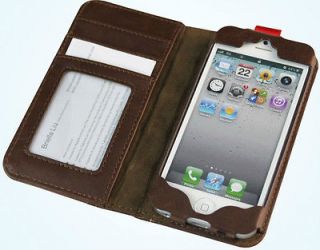 iPhone 5 Retro Book Design Flip Brown Leather Wallet Bookbook Case 