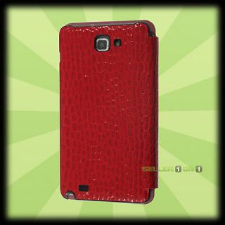 Anymode Leather Flip Case For Samsung Galaxy Note SGH i717 Red Battery 