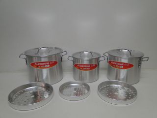   12 Piece Aluminum Tamale Steamer Set(4 Pots, 4 Lids Steamer Racks